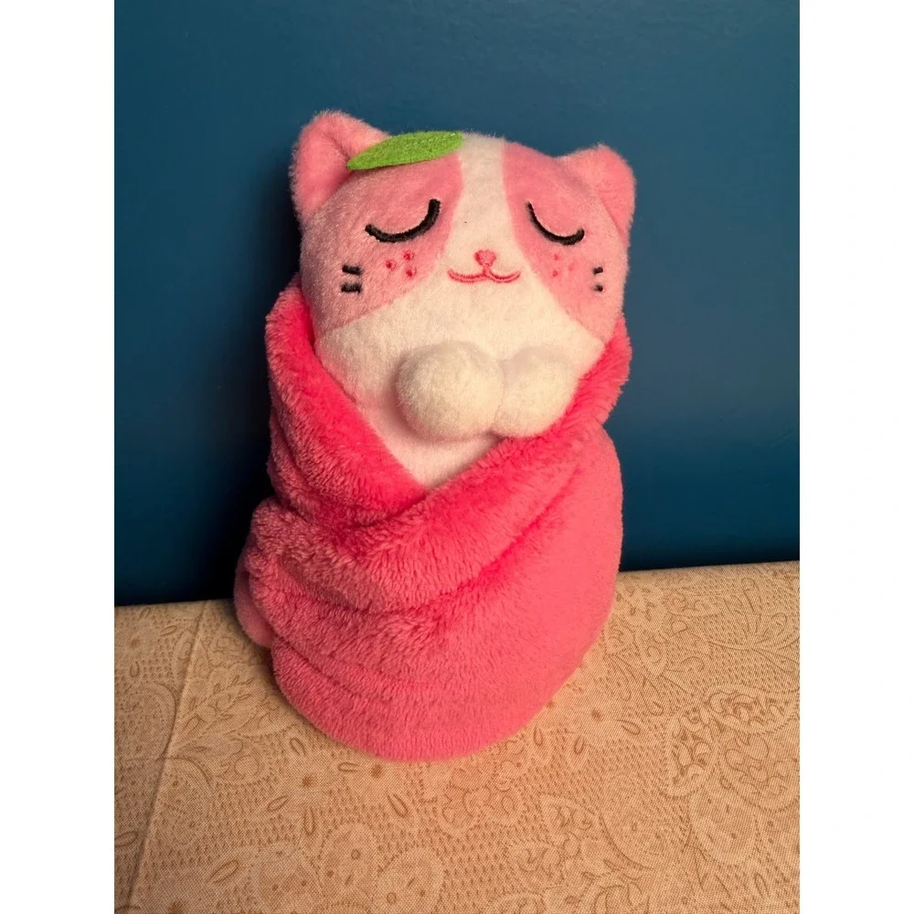 Uncute Purritos Strawberry Cat Pink White Kitten Burrito Plush Toy